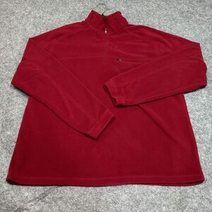 LL Bean Fleece Pullover Mens Large Red‎ 1/4 Zip Jacket Lounge Comfort Walking